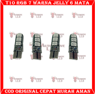 ORIGINAL LAMPU T10 6 LED JELLY RGB 7 WARNA FLASH | LAMPU SEIN COLOK JELLY RGB T10 RGB 7 WARNA LAMPU