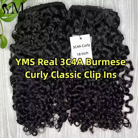 3C4A Classic Clip Ins Burmese Curly Extensions Human Hair YMS 240g/14pc Raw Curly Lace Clips Ins Hai