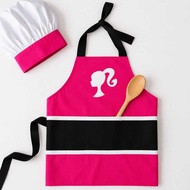 Superhero Kids Apron Thick Drill Material FREE Chef Hat BARBIE Kids Apron Set