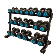 220Kg Urethane 12-Sided Dumbbells Set With 10 Pair 3-Tier Rack (2kg to 20kg)