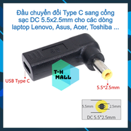 Đầu sạc chuyển đổi cổng USB Type C sang nguồn điện DC 5.5x2.5mm / 5.5*2.5mm cho laptop Lenovo Acer A