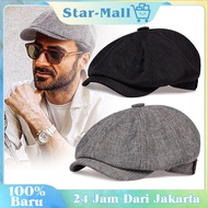 Star Fennel Beret Hat / Men's Breathable Linen Beret Hat / Men's Plain Breathable Linen Artist Hat