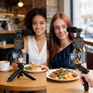 Tripod + Phone Clip Set + w49 Light + Camera Video Recording + AY-49 Video Making Kit + w/Microphone