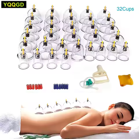 24 Therapy Cups Cupping Therapy Set with Pump, Professional Chinese Acupoint Cupping Therapy Hijama 