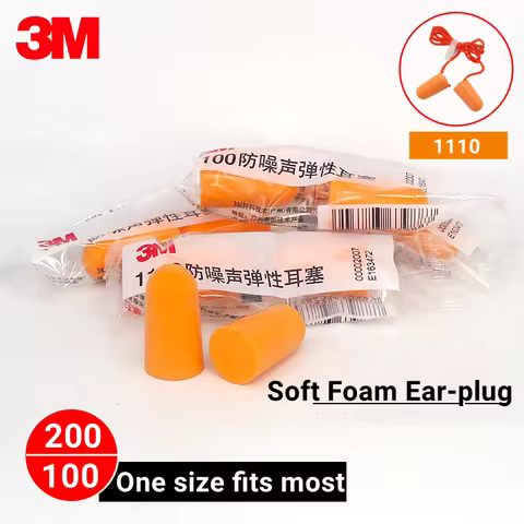 3M Earplugs 1100 1110 Pack of 2 Foam Ear Protection Noise Resisitant No Tearing Anti Dirt Good Resil