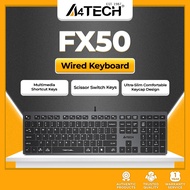 A4Tech FX50 Scissor Switch Ultra-Slim Keyboard, Splash Proof Slim Wired USB Keyboards