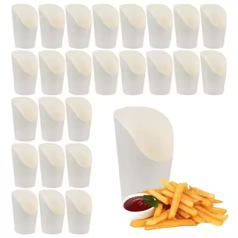 50/100PCS Kraft Paper French Fries Cup Slanted Mouth Fries Cup Birthday Weeding Christmas Party Disp