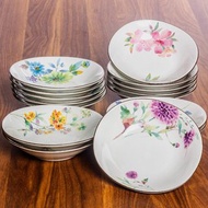 現貨日本進口美濃燒和藍花卉繁花語陶瓷餐碟盤子餐具套裝禮品禮盒