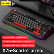 MC X75 Mechanical Keyboard 3 Mode 2.4G/USB/Bluetooth Wireless Keyboard 82Keys Hotswap RGB PBT Silent Mute Gaming Keyboard for Mac Desktop PC Laptop Tablet Gaming Business Office