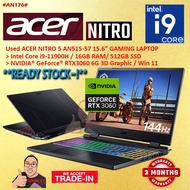 #AN176 USED ACER NITRO 5 AN515-57 Gaming Laptop INTEL i9-11900H 16GB 512GB SSD NVIDIA RTX3060 RTX 30