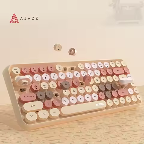 AJAZZ 308I Wireless Keyboard & Mouse Set, Gradient Punk, Mechanical Feel, Silent, Stylish for Women 