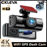 EKLEVA 4K FHD กล้อง Dash คู่ด้านหน้า4K + ด้านหลัง1080PWiFi ในตัวหน้าจอ IPS 1.97การมองเห็นได้ในเวลากล
