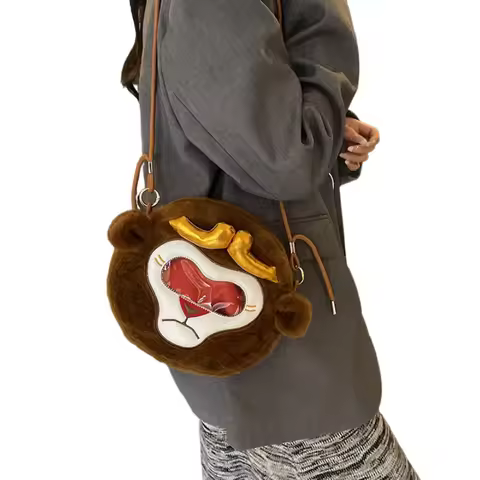 Wukong Plush Crossbody Bag Casual Zipper Simple Shoulder Bag Mythical Monkey King Journey To The Wes