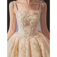 Sling Wedding Dress 2023 New Super Fairy Fantasy Wedding Dress Starry Sky Forest System Trailing Bridal Champagne Sleeve