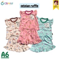 3Pcs CAINITO Baby Girl Set ((Ruffle Set)) Chest Buttons.
