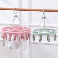 Foldable Clothes Rack Laundry Drying Hanger with 12 Windproof Clips 360 Rotating Space Saver for Bathroom Laundry Suppli