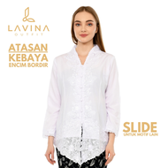 Lavina - Atasan Kebaya Encim Putih Brokat Bordir Premium Ukuran Besar S–XXXXXL Anggun & Modis Cocok 