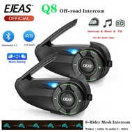 1/2Pcs EJEAS Q8 Motorcycle Mesh Group Intercom Helmet Bluetooth Headset For 6 Riders Talking At The 