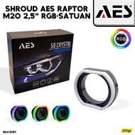 AES Raptor M20 2.5 Inch RGB Shroud – Angel Eyes LED DRL Projector – RGB App Control Lampu LED Motor 