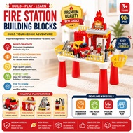 Toys Kids Lego Toys Mainan Building Blocks Table Firemen Fire Station Kids Eductional Toys