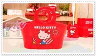 ♥小花花日本精品♥Hello Kitty 收納筒 置物筒 寵物籃 軟式提籃 紅色側姿愛心56956306