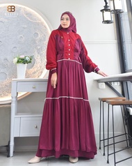 BELIFI | Miray Series Gamis Set Pashmina Rose Organza Muslimah Turki