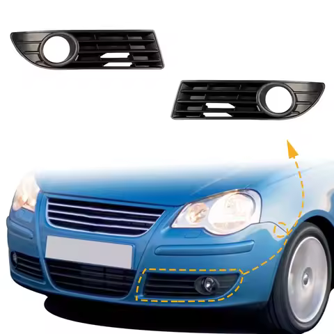 Fog Light Frame Lamp Trim Grill Cover Under Front Bumper For VW POLO 2006-2009 6Q0853665E 6Q0853666E