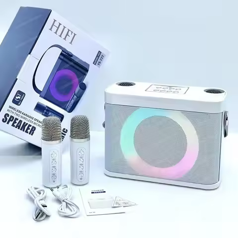 YS-219BT Bluetooth Speaker with Dual Wireless Mics for Home Karaoke KTV and Mobile Singing Portable