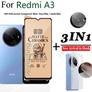 3in1สำหรับฟิล์มกระจกนิรภัยฟิล์มเซรามิกเคลือบฟิล์มกันรอยป้องกันเต็มพื้นที่ของหน้าจอ A3 Redmi ฟิล์มป้อ
