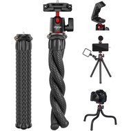 ULANZI Camera Tripod, Mini Flexible Stand w Hidden Phone Holder w Cold Shoe Mount, 1/4'' Screw f Mag