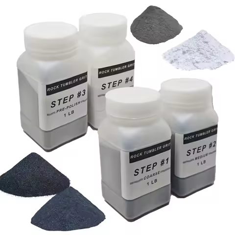 4-Step Rock Tumbler Grit Set,Rock Tumbler Grit Polish Refill Kit,Includes Step #1,#2,#3,#4 Grits,Ide