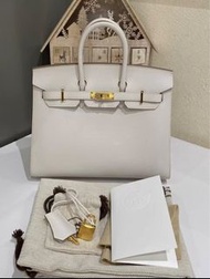 Hermès Birkin 25外縫 M4奶灰色 金扣B刻 Epsom 皮