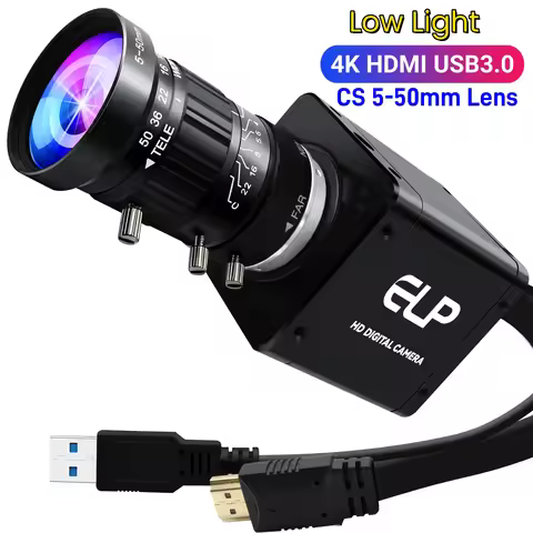 ELP 60fps 4K HDMI USB3.0 Camera 1/1.8 IMX678 Low Light Varifocal CS 5-50mm Lens 10X Zoom H.264 4K We