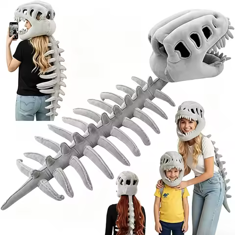 Kid Dinosaur Skeleton Costume SetSpinosaurus-Style Dino Outfit – 3D Skull Headpiece & Spine for Dres