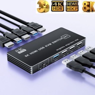 HDMI 2.1 KVM Switch 4K 120Hz HDMI USB KVM Switch Dual Port USB HDMI 2.1 Switcher 2X1 4K 60Hz 8K 60Hz