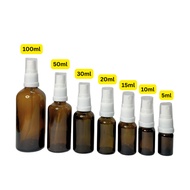 5ml 10ml 15ml 20ml 30ml 50ml Clear/Amber/Green/Blue Glass With WHITE Spray for Essential Oil Serum P