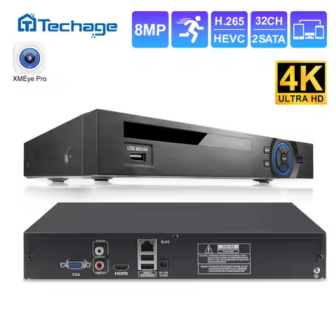 Techage H.265 32CH 4K 5MP CCTV NVR DVR Network Surveillance Video Recorder For IP Camera XMEYE P2P C