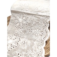 145MM Embroidery Cotton Lace Border Lace Sewing Fabric Off White Baju Kurung Kebaya Kain Renda Kahwin Borong [1 Yard]