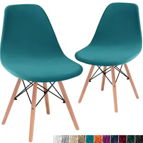 2 Piece Set Velvet Eames Chair Cover Stretch Dining Room Chair Slip Covers Shell Chair Protector Was