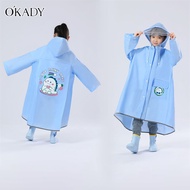 OKADY เสื้อกันฝนสำหรับเด็ก,นักเรียนระดับประถมศึกษาการ์ตูนกระเป๋านักเรียนเต็มรูปแบบสะท้อนแสงได้