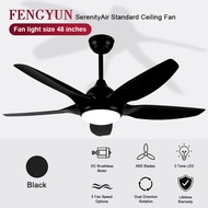 FENGYUN 48 inch DC Ceiling Fan with led light , Retractable/Dimmable Ceiling Fan/ceiling fan with led light remote control supports speed/Time/Knife alternating For Living Room, Bedroom, Basement