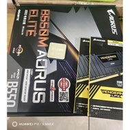 Combo Main Gigabyte B550m Aorus Elite + Cpu Amd Ryzen 7 5700x3D tray New + 2 Vengeance Lpx 16Gb buss