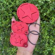 ฝาวาล์ว+ฝาแคม สำหรับ 2วาล์ว (ชุดละ3ชิ้น) CNC ไดร์สี รุ่น Wave125R/S หัวแหลม หัวเถิก Wave125i/sบังลม