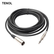 [TENOL] XLR 3-Pin Male to 1/4'' 6.35mm Mono Mic Microphone TRS Cable Plug 6ft 10ft