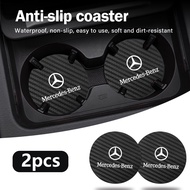 2pcs carbon fiber car sink coaster suitable for Mercedes Benz  C180L C200L C260L GLK GL ML GLA E300L E260L car interior accessories
