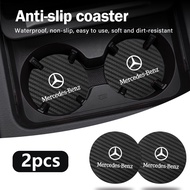 2pcs carbon fiber car sink coaster suitable for Mercedes Benz  C180L C200L C260L GLK GL ML GLA E300L
