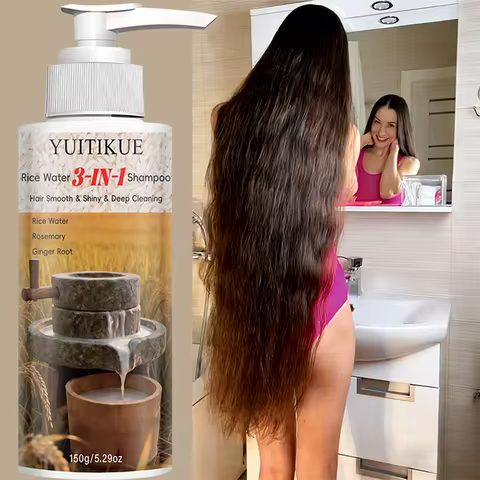 YUITIKUE Rice Water 3-in-1 Shampoo - Rosemary Ginger Root Deep Cleansing Shampoo for Smooth Shiny Ha
