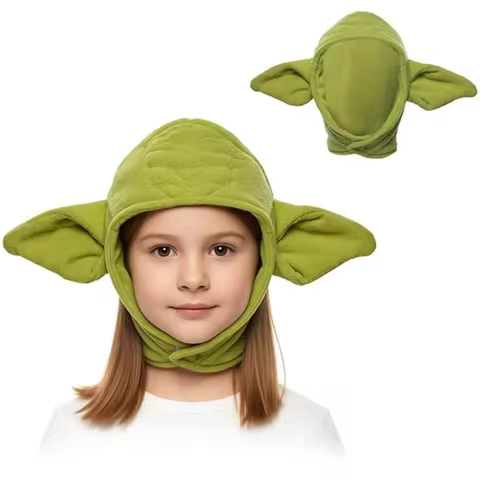 Yoda Baby Adult Grogu Hat with Ears Green Plush Hat Animal Headband Cute Hats Cosplay Accessories Ha