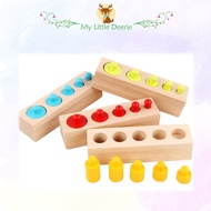 Wooden Colour Knobbed Cylinder Blocks Knob Socket Puzzle Montessori Fine Motor Training Teaching Aid