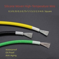 Silicone Braided High-Temperature Wire 0.3/0.35/0.5/0.75/1/1.5/2/2.5/4/6 Square High-Temperature Fire-Resistant Tube-5/10M